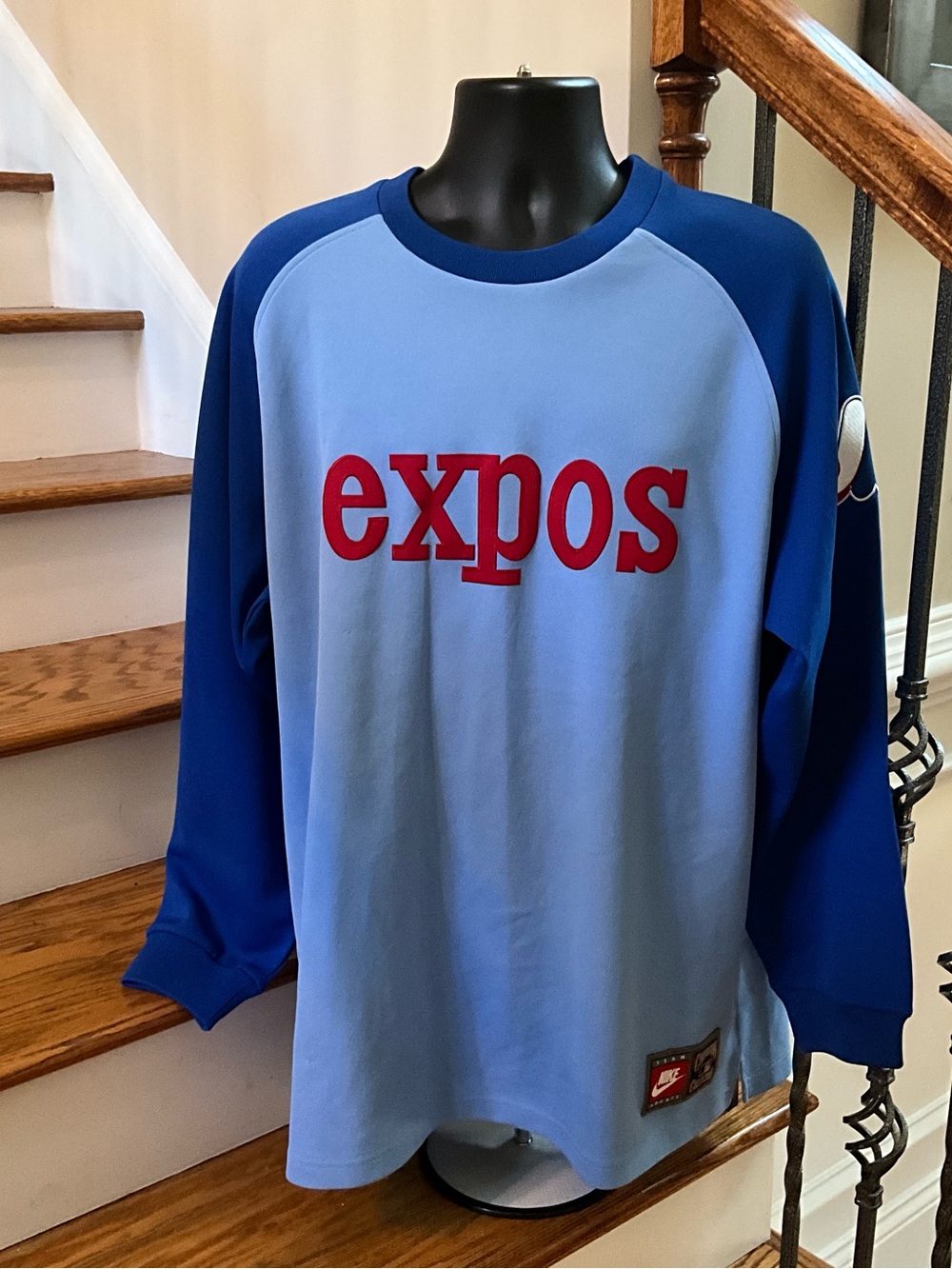 Nike Men’s Expos Tim Raines Light Blue and Royal Blue Jersey with Red Logo